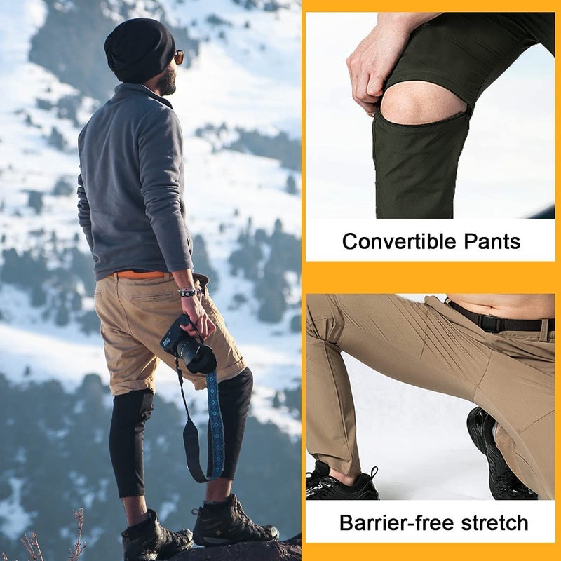 Gash Hao Mens Hiking Convertible Pants Outdoor Waterproof Quick Dry Zip Off Lightweight Fishing Pantsï¼ˆKhaki 32X32ï¼‰ - Image 5